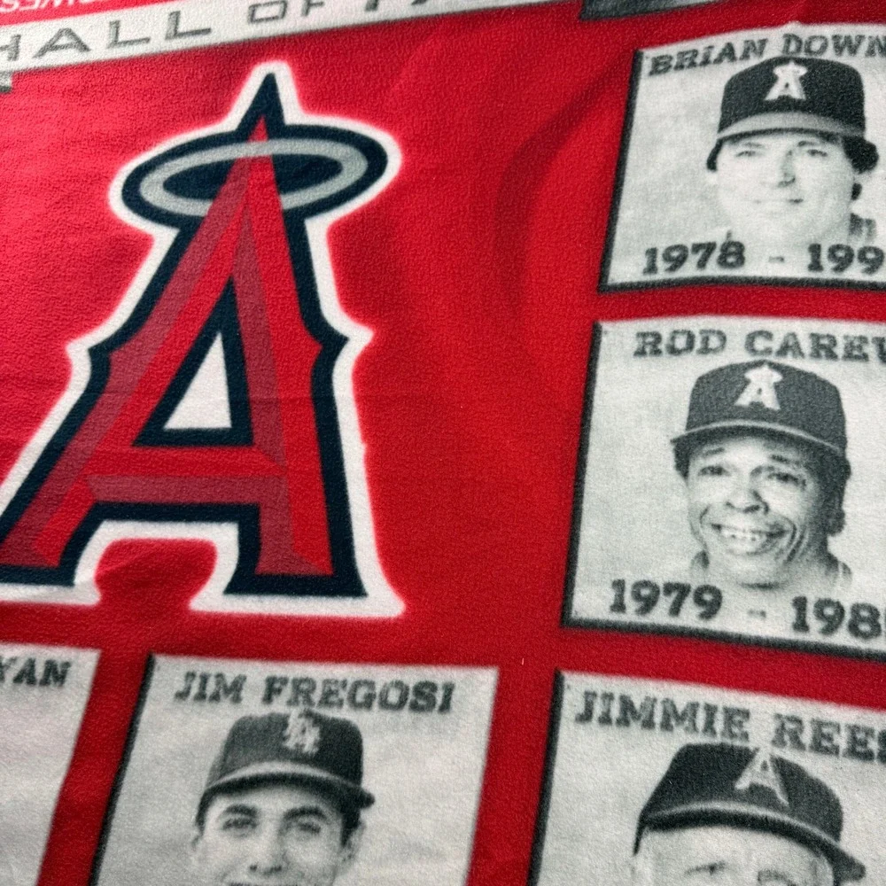 Los Angeles Angels Hall of Fame Fleece Throw‎ Blanket FS Vest Red 46x63 MLB